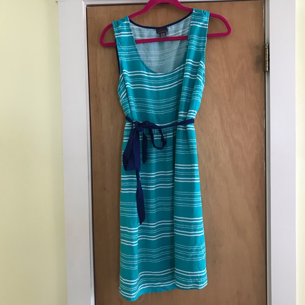 Oh Baby | teal and white stripe maternity dress